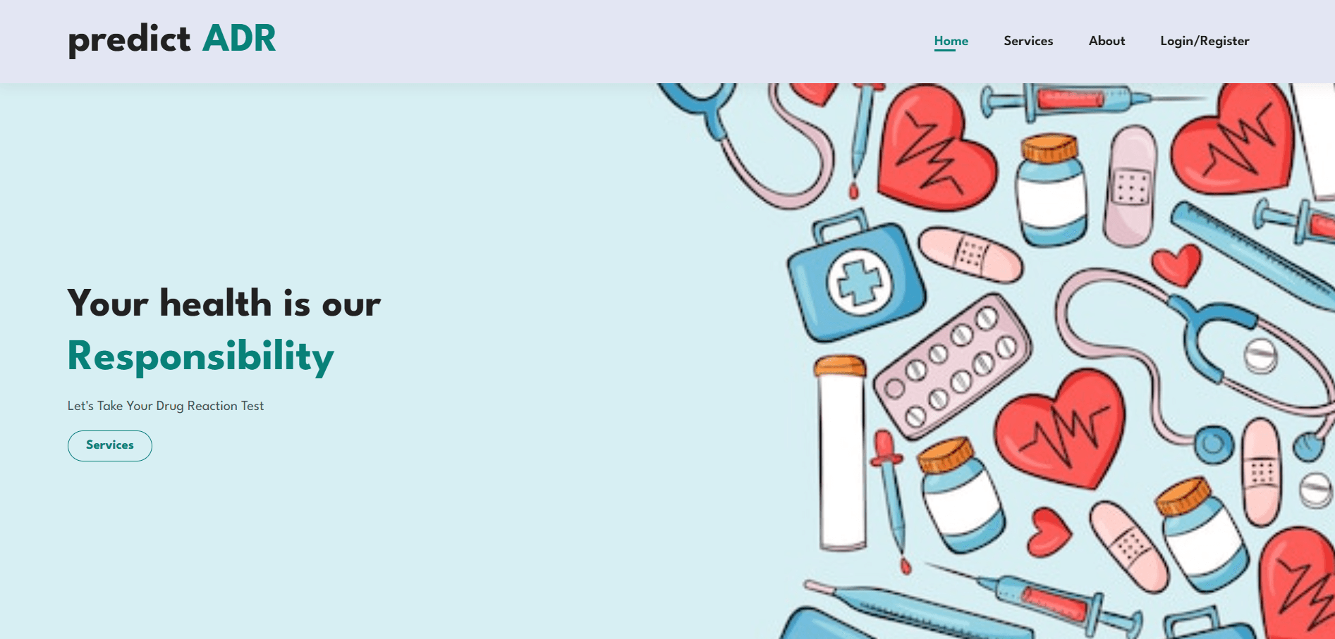 PredictADR Healthcare Tool mockup